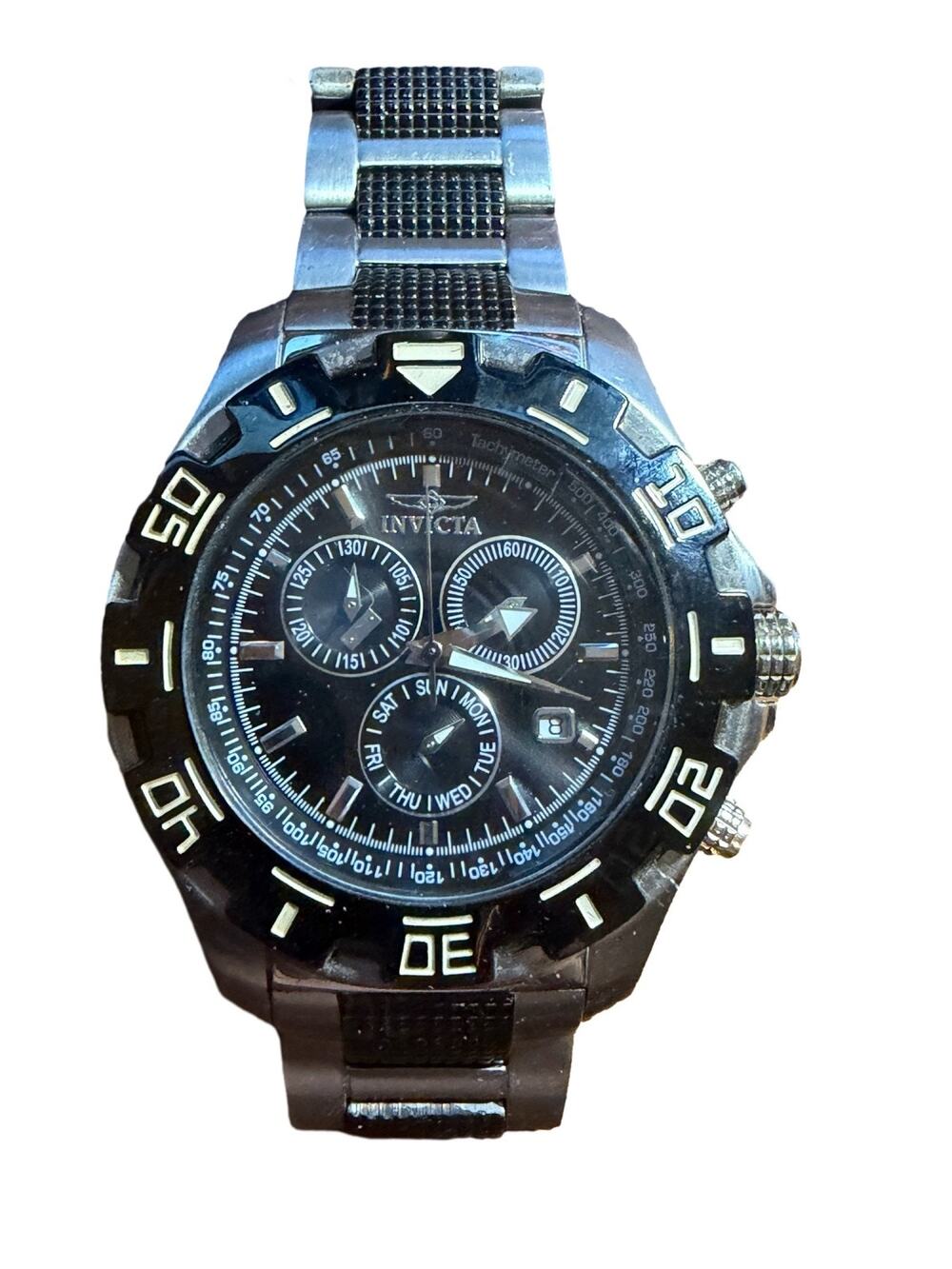 Invicta Specialty Chronograph Men's Watch Stainless Steel Black Dial